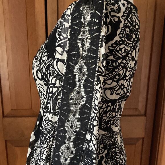 Nanette Lepore 100% Silk Cream & Black Shift Dress, Size 0 - Picture 7 of 12